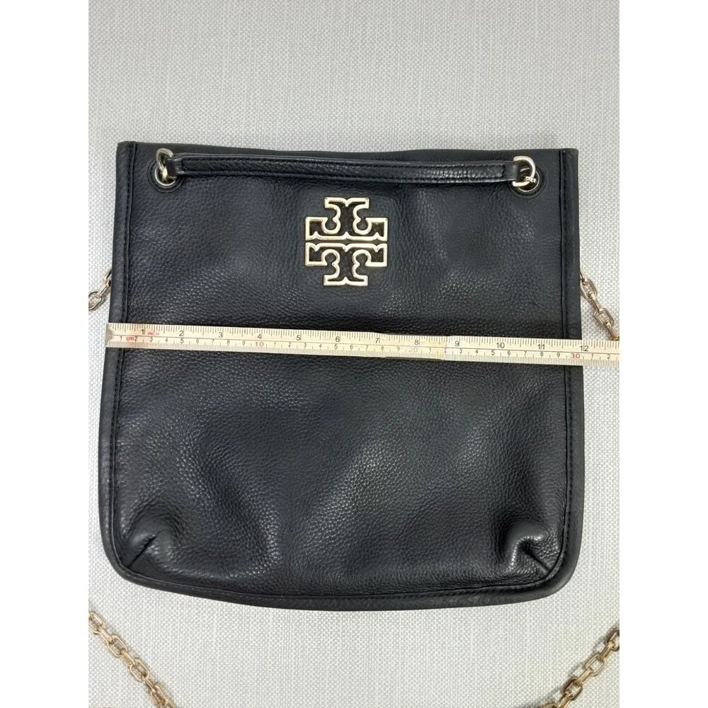 Tory Burch Black Pebbled Leather Crossbody Bag Shoulder Handbag Convertible